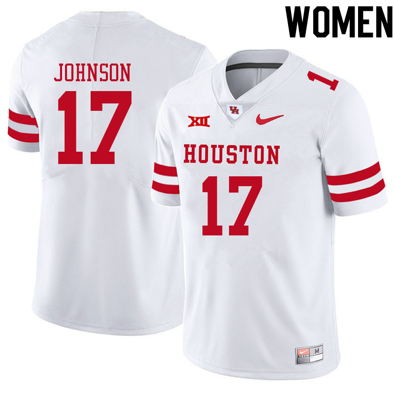 Women #17 Stephon Johnson Houston Cougars College Big 12 Conference Football Jerseys Sale-White - Click Image to Close